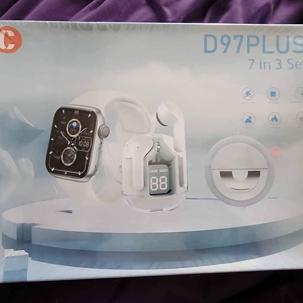 D97PLUS White Smartwatch & Earbuds Combo